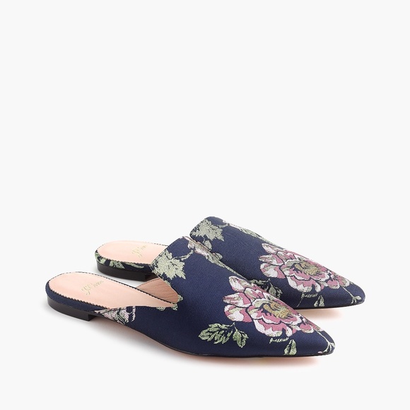 J. Crew Shoes - New JCREW Pointed-toe Slides in Floral Brocade